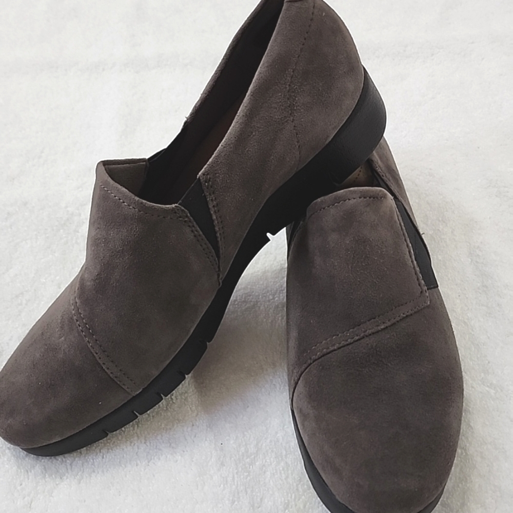 Clarks Womens Suede Deylyn Monarch Dark Gray New